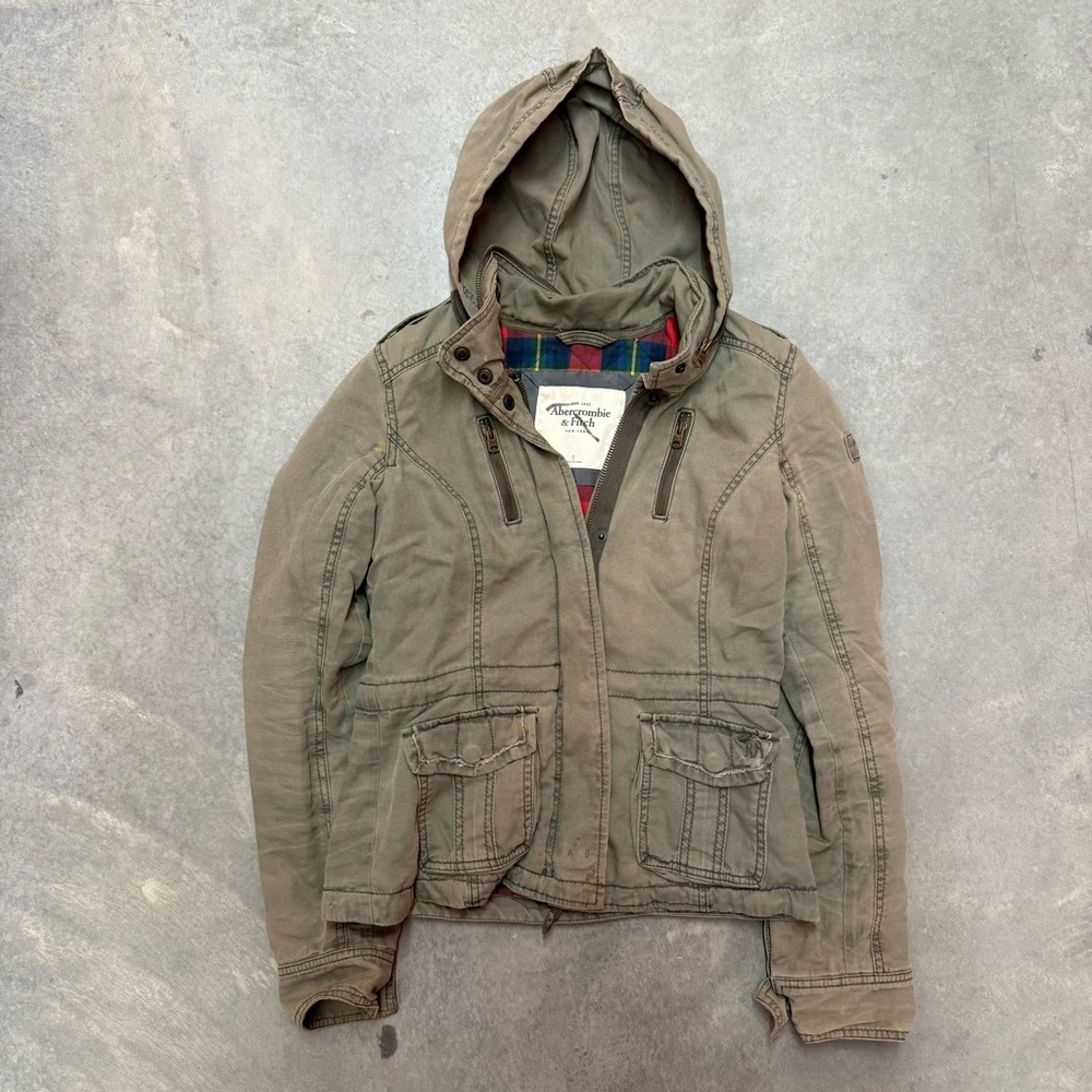 Abercrombie & Fitch Olive Green Hooded Field Jacket